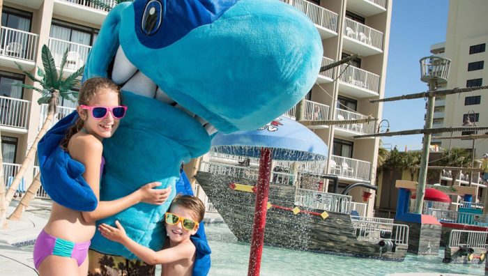 Kids with mascot at Myrtle Beach hotel