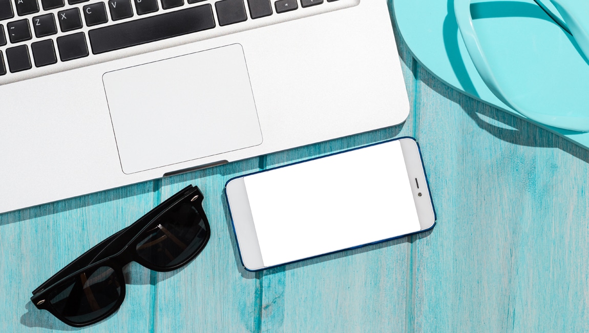 Phone, laptop and sunglasses