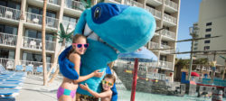 Kids with Salty the Shark mascot