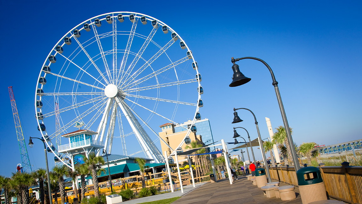 The Myrtle Beach SkyWheel is an iconic 187-foot tall modern Ferris wheel si...