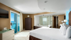 Miami Suite bed at Captain's Quarters